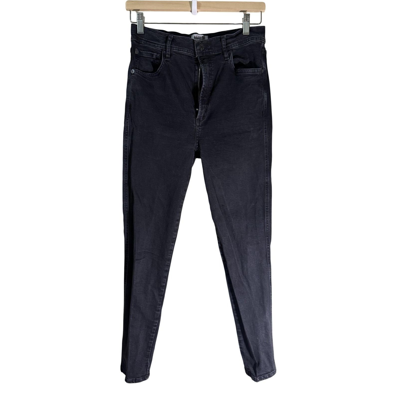 Agolde Nico High Rise Slim Fit Jeans Faded Black Womens Size 28 Denim A051-2088
